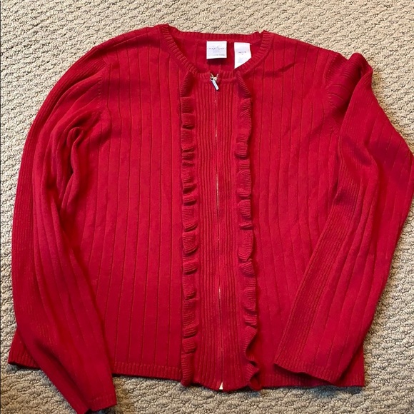 Emma James Red zip up cardigan petite size M - Picture 2 of 4